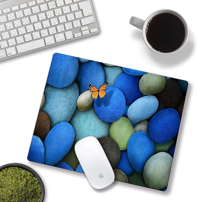 Pebbles and Butterfly Mouse pad Personalized Computer Mouse Pads Office Decoration Accessories Gift Non-Slip Rubber Mousepad for Laptop