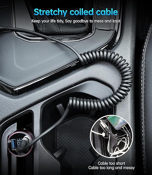 USB C to C 100W 3ft, 2Pack Coiled USB C Charger Cable for Car, Short Type C USBC Fast Charging Cable for iPhone 16/15/Pro/Plus/Pro Max/Samsung Galaxy S23, Compatible All Type C Devices