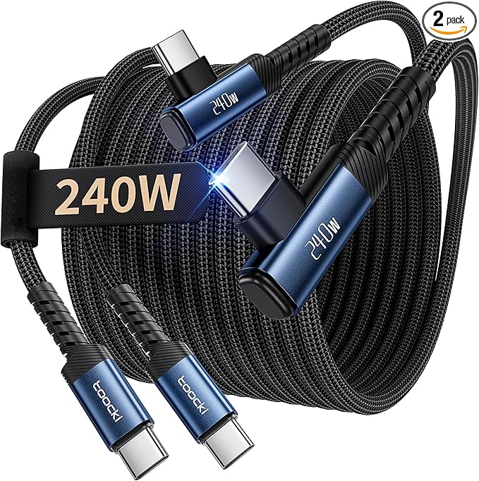 USB C Cable [2Pack, 10ft] 240W Fast Charging Type C Cord, Nylon Braided USB 2.0 Cable for iPhone 16 15 Pro Max, iPad Pro, Samsung Galaxy S24 S23, Switch, MacBook Pro, Pixel