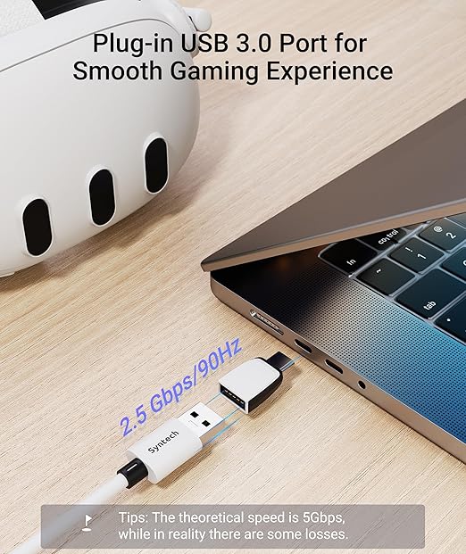 Syntech Link Cable with Charging 20FT Compatible with Oculus/Meta Quest 3S/3 Accessories, Quest2/Pro, Pico4, Next-Gen VR Cable with USB 3.0 A to C Adapter for SteamVR, Charge & Link Simultaneously