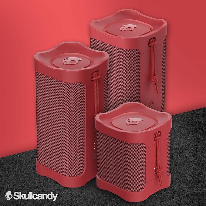 Skullcandy Terrain XL Wireless Bluetooth Speaker - IPX7 Waterproof Portable Speaker, 18 Hour Battery, Nylon Wrist Wrap, True Wireless Stereo (Red)