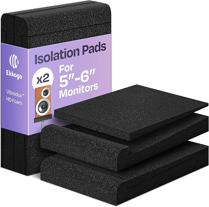 Studio Monitor Isolation Pads Premium Acoustic Foam Elevates Audio Ideal for 5 Inch Speakers Enhanced with Vibredux HD Foam for Superior Isolation